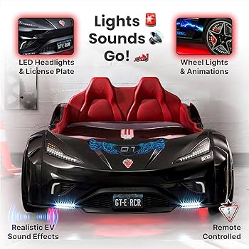 Amazon.com: Cilek GTS EV Twin Race Car Bed for Boys with